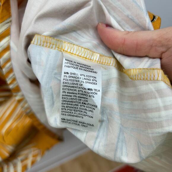 White House Black Market Yellow Tropical Fit & Flare Palm Print Midi Dress 2 - Picture 6 of 7